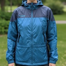 Columbia Sportswear Company Packable Women's Windbreaker Jacket Teal Navy Medium