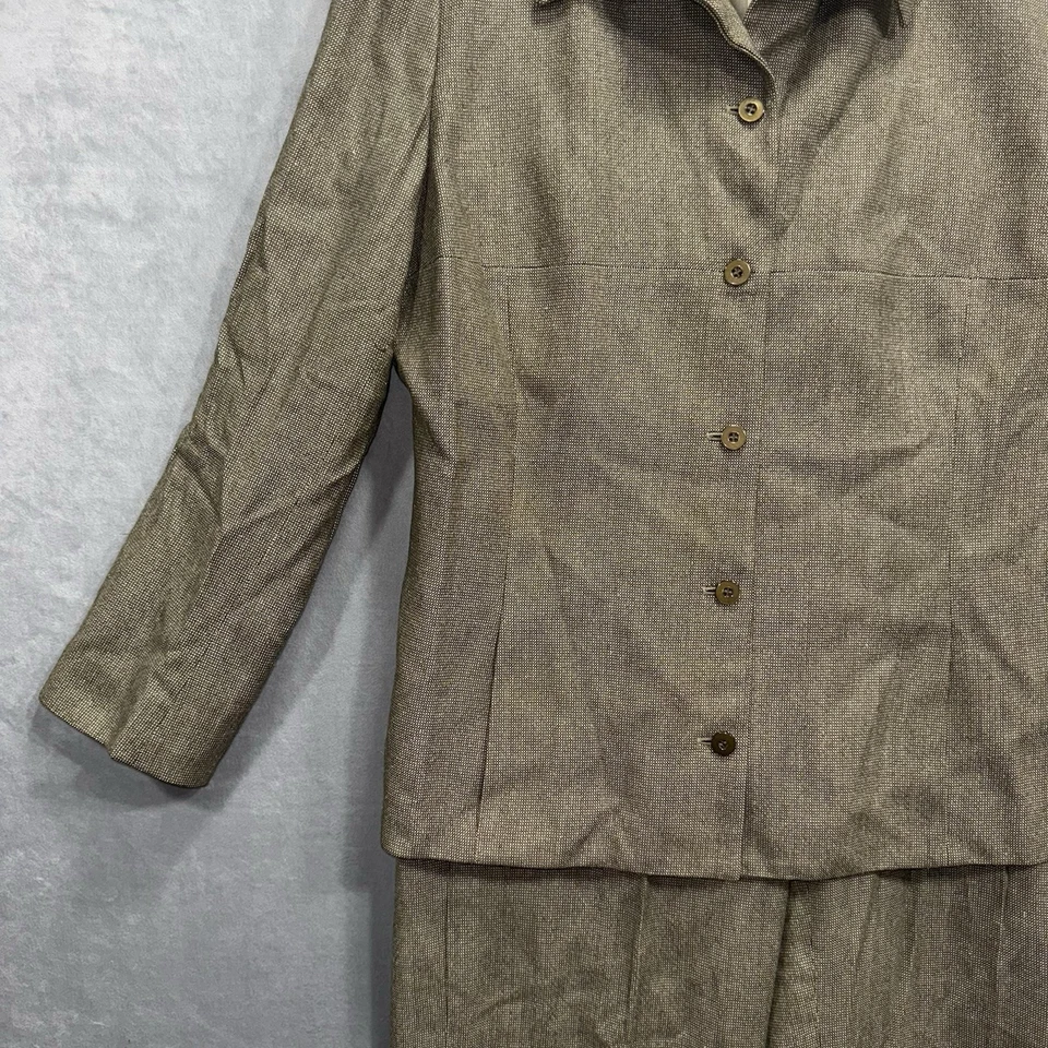 Vintage Rena Rowan Classic Brown Wool/Silk Pantsuit Set Top Sz 12 Pants Sz 8 - Image 3 of 4