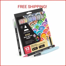 ARTEZA Real Brush Pens, 12 Watercolor Pens, Drawing Markers with Flexible Brush