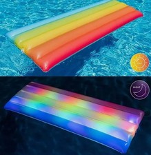 Pool Candy Illuminated 74" Rainbow Light Up Deluxe Pool Raft Float New In Box