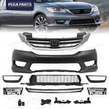 For 2013 2014 2015 Honda Accord Front Grille Set W Front Bumper Cover Chrome