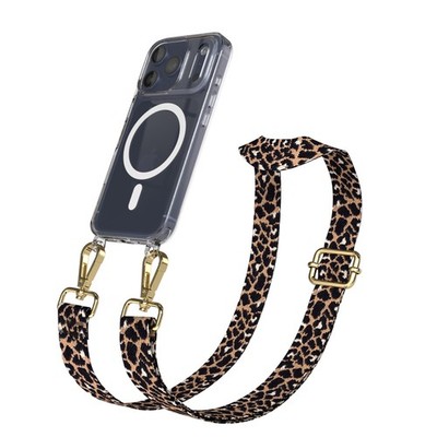 MagSafe Handyhülle mit Band für Apple iPhone 17 Pro Case Umhängekette Leo - Gold
