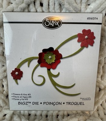 Sizzix Rare Bigz Die Flower&Vine,2 Thinlits( Heart( New)+Flowers)+