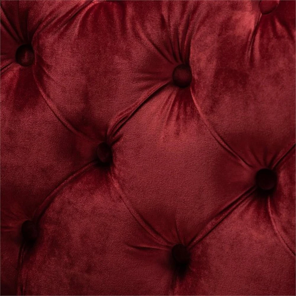 Baxton Studio Avara Modern Tufted Velvet Ottoman in Burgundy and Gold - Image 2 of 4