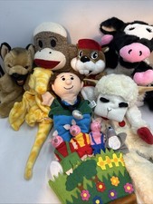 Hand Puppet Lot of 8 LambChop Buccee's 3Little Pigs Moozie Sock Monkey SeaHorse