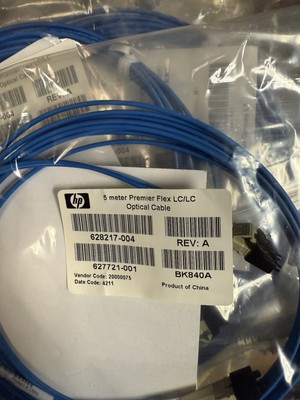 Lot of 10, Genuine HP 628217-004, 16.4 ft, 5M, Premier Flex LC/LC Optical Cable