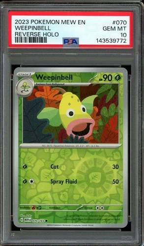 Pokemon Scarlet Violet 151 English #070 Weepinbell Reverse Holo PSA 10 POP 9