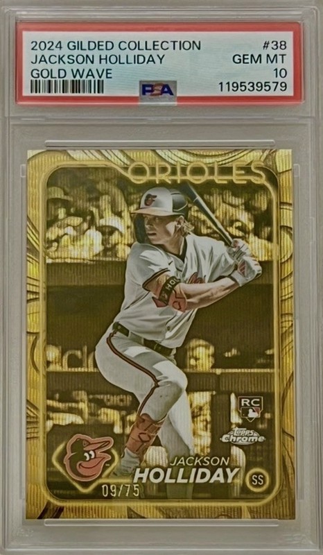 2024 Jackson Holliday Topps Gilded Collection Orioles #38 Gold Wave Ref 09/75 RC