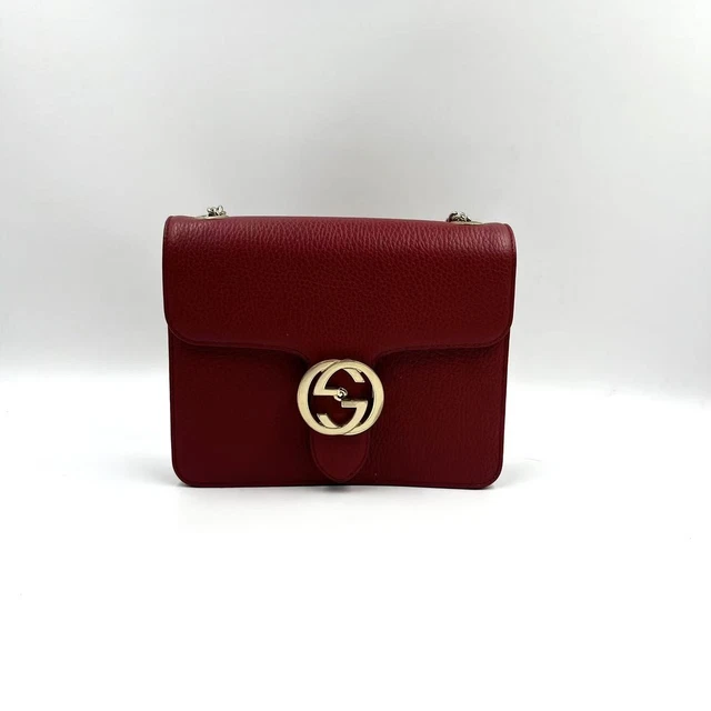 10.19 007 Gucci  Dollar Calfskin Interlocking G Shoulder Bag Red