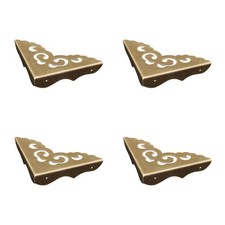 4Pcs Antique Brass Edge Corner Protectors Vintage Design Decorative Corner Br...