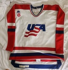 Team USA CCM 1991 Canada Cup Sz. 52 Authentic Hockey Jersey Pro Blank Rare Find
