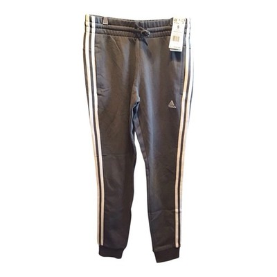 Adidas Women Essentials 3-Stripes Track Pants Gray S Cuffed, Pockets, Drawstring