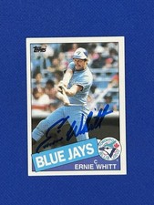 Signed 1985 Topps #128 Ernie Whitt Toronto Blue Jays autograph auto