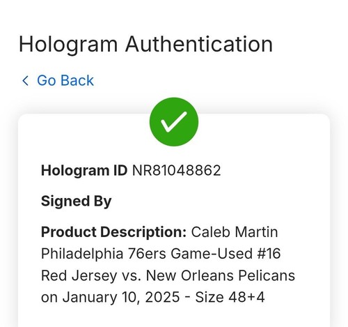 76ers CALEB MARTIN Game Used 1-10-25 vs Pelicans Basketball Jersey RED 48 - Picture 4 of 4