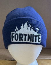Fortnite Knit Beanie Blue Embroidered Gaming Logo Youth Size