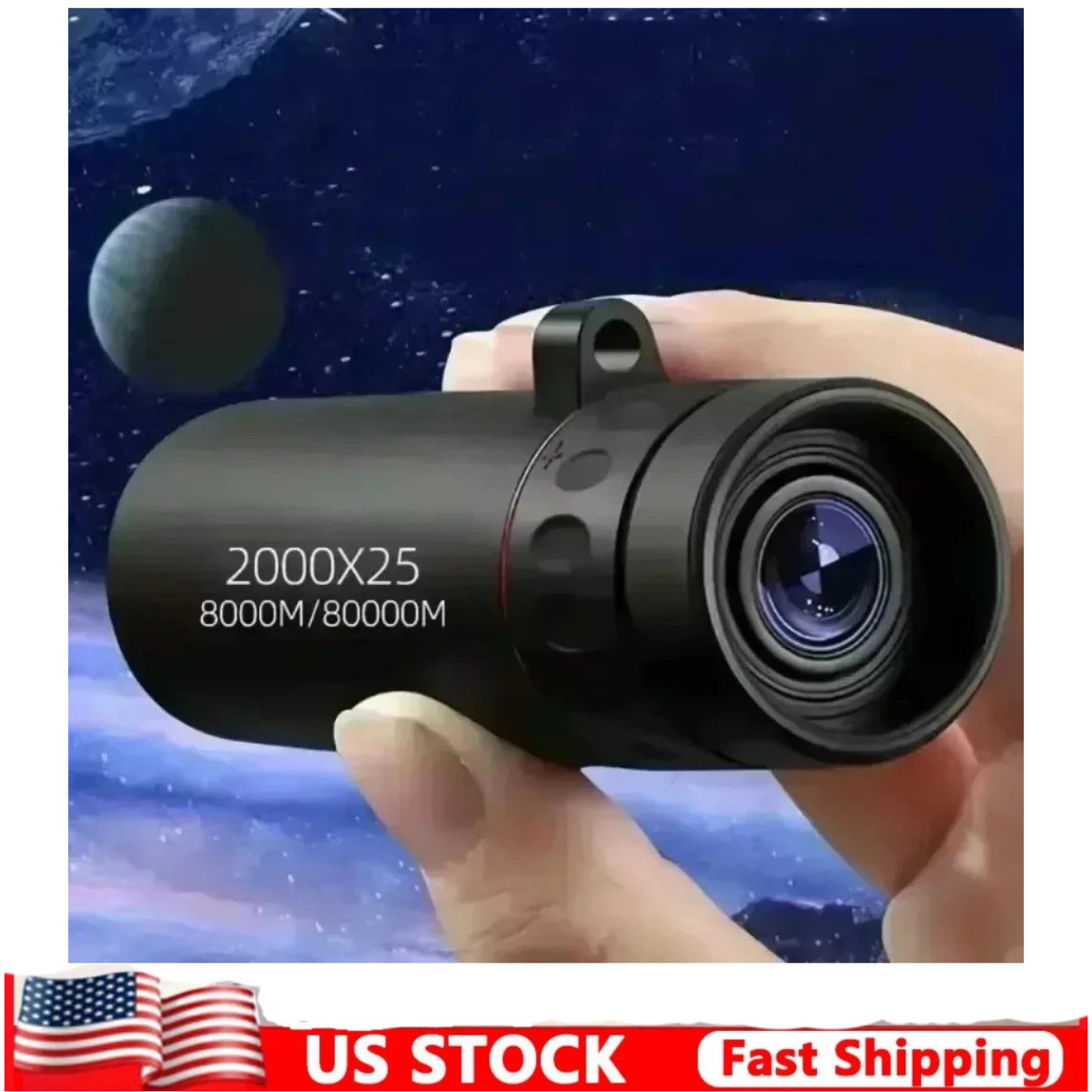 2000x25 HD Monocular Telescope Mini Portable for Camping Hunting Birdwatching