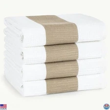 American Soft Linen 4-Pack Cotton Dish Towels - Ultra-Soft, Absorbent, Quick-Dry