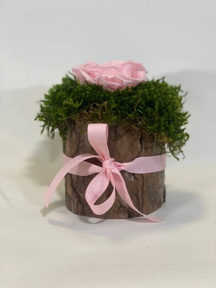 REAL Preserved Rose in Original Wood Vase. New, 7 inch., 2 ITEM - Image 3 of 4