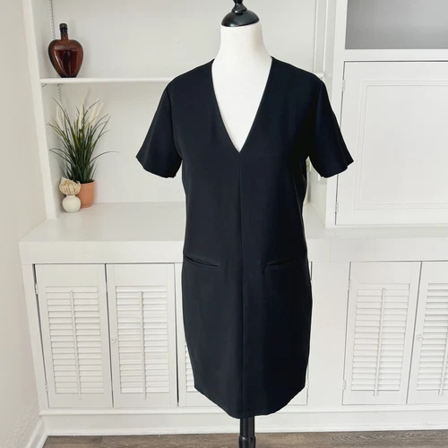 T Alexander Wang Mini Abito Cambio Nero Scollo a V Manica Corta Taglia 2