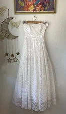 Vtg Gunne Sax lace dress bow back detail Women’s 24”