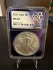 2026 W ASE MS70 American Silver Eagle in Purple Trader Bea Slab NCG