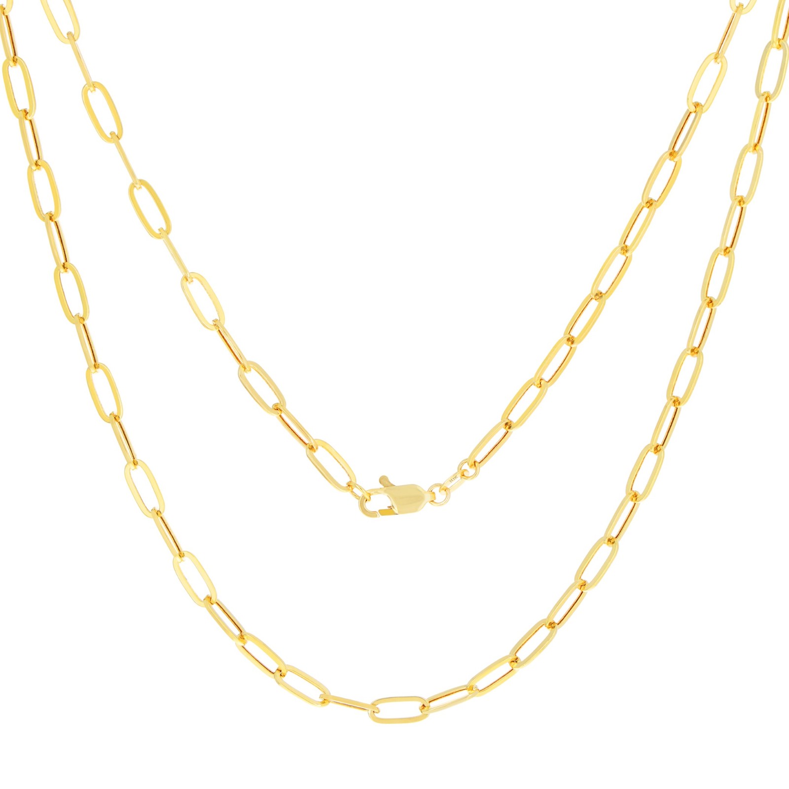 10k Yellow Gold 4mm Paperclip Chain Rolo Dainty Link Cable Necklace Womens 18"