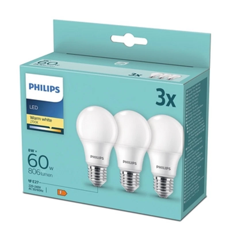 Żarówka LED Philips 8W E27 3 szt. 2700K Signify Poland sp. z o.o. - Photo 1/1