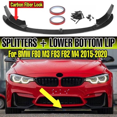 For 2015-2020 BMW F80 F82 F83 M3 M4 Front Bumper Lip Splitter Carbon Fiber Style