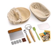 Bread Banneton Proofing Basket Set, 9 Inch Round  10 Inch Oval Cane...