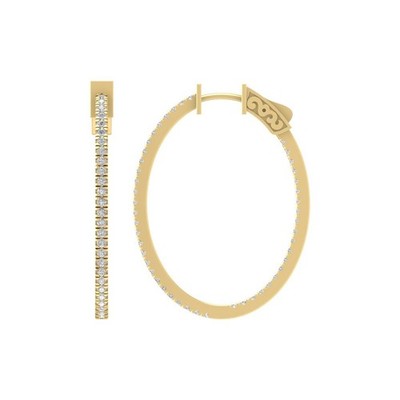 10k Yellow Gold Round Lab Grown Diamond Hoop Earrings Gift For Women