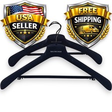 Authentic BALENCIAGA 20" BLACK VELVET SUIT HANGERS SET 2 Suit, Coat, Pants