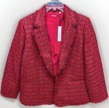 Chico s Red Tweed Sequins Blazer/Jacket 5536