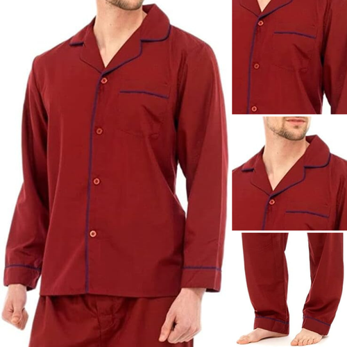Mens Pyjamas Sets Classic Plain Pjs Nightwear Top Bottoms Lounge Pants Trousers - 第 18/20 張圖片