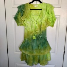 LOVESHACKFANCY LIMITED EDITION Green Gwen Ruffle Mini Dress Size L