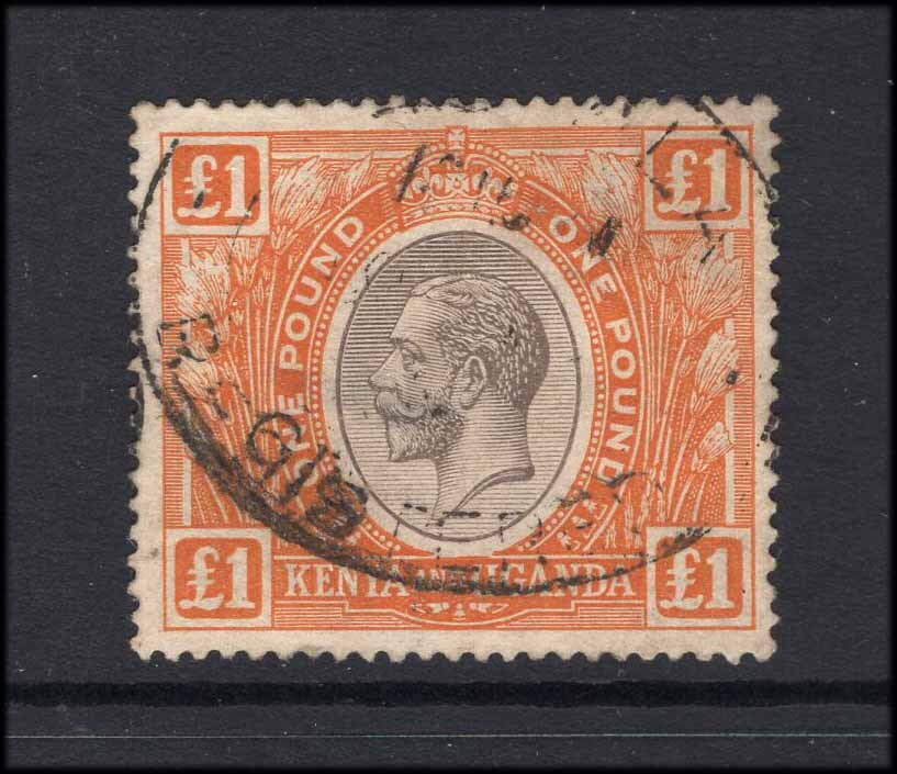 1106-14 kuさん M26559 KUT 1922 £1 Black/orange Good Used,Reverse Thin Sg 95 Cat