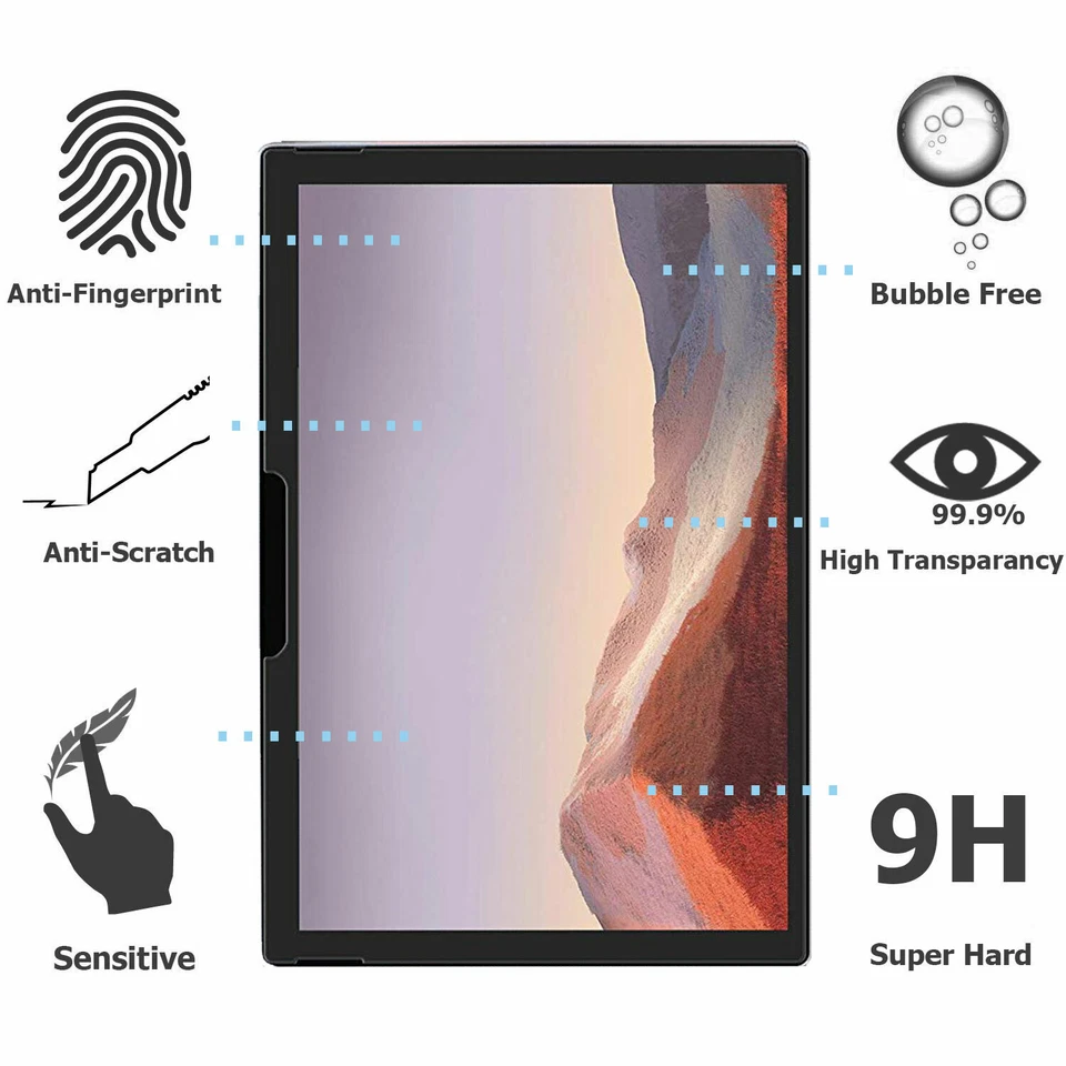 2X Crystal Clear Tempered Glass Screen Protector for Microsoft Surface Pro 7 - Image 4 of 4