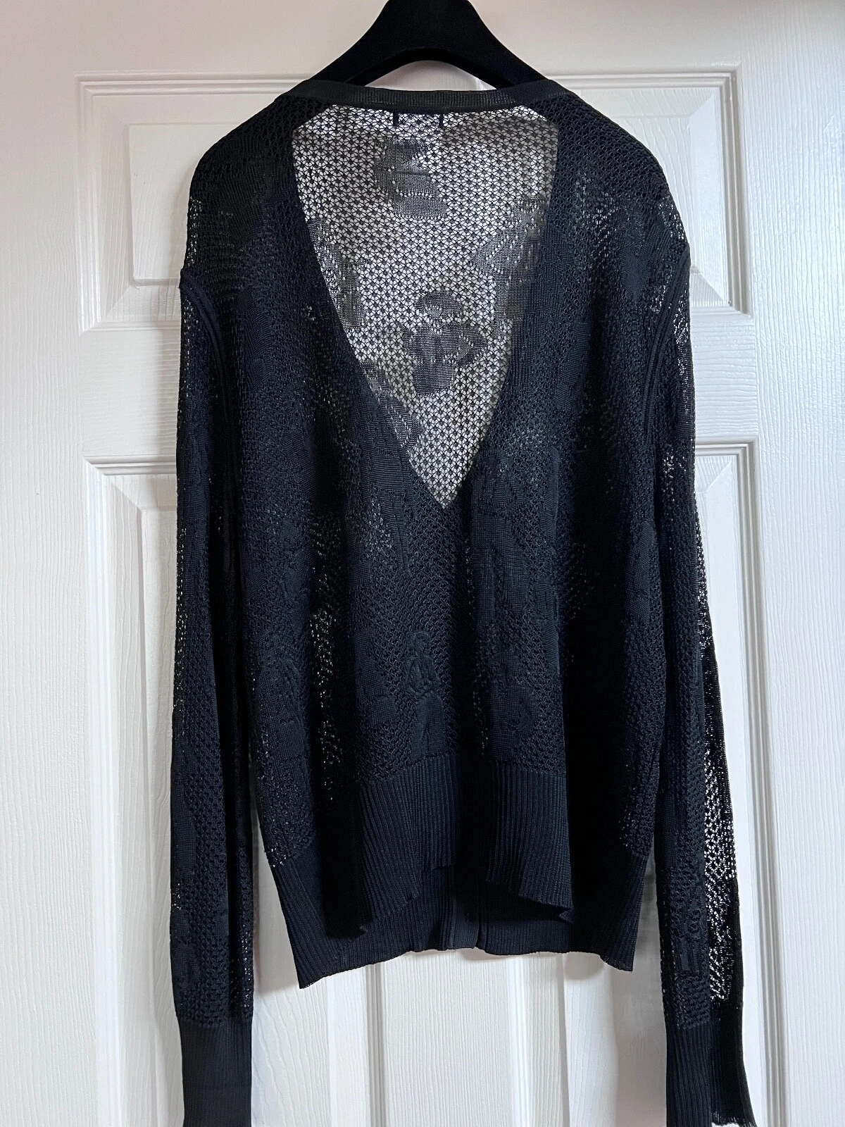 CHANEL 03A VINTAGE NERO UNCINETTO RICAMATO COCO CHANEL GIACCA CARDIGAN FR46 42