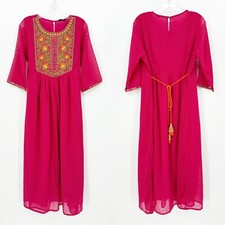 Aurelia Womens Pink Round Neck Embellished Floral Kurta L Festive Ethnic India