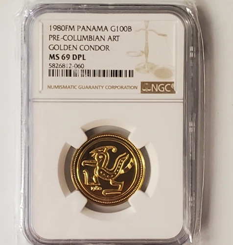 PANAMA 1980 GOLD 100-Balboa Golden Condor NGC MS 69 DPL 
