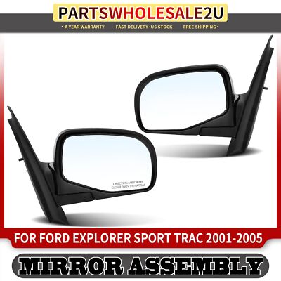 2Pcs Manual Adjust Mirror Manual Folding Textured for Ford Explorer Sport Trac
