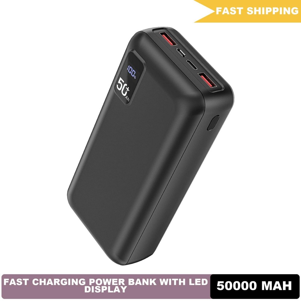 50,000mAh 22.5W Fast Charging Power Bank with USB-C, 3 Outputs & 2 Inputs, LED Display