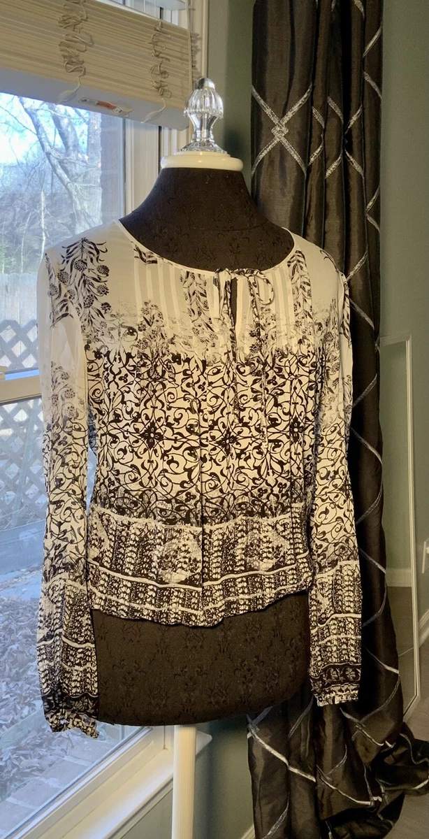 the limited silk blouse size Medium; White/off White Sheer Blouson Top
