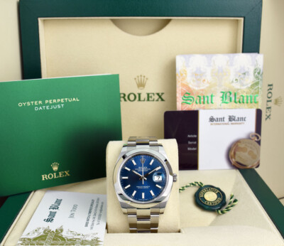 ROLEX 41mm Stainless Steel DateJust 41 Blue Index Dial 126300 SANT BLANC