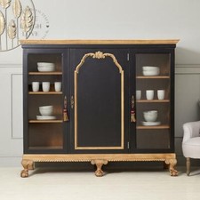 1930's French Oak Painted Display Cabinet - Downing Street Black