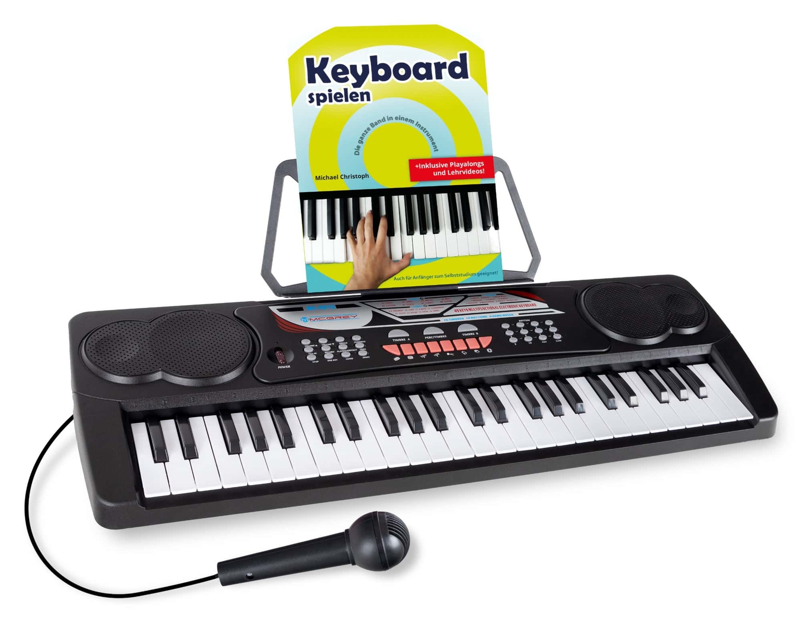 Digitales 49-Tasten Keyboard Set E-Piano Schüler Noten Kinder Demo Schwarz