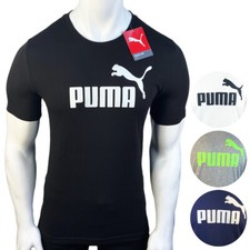 NWT PUMA MSRP 40.99 ESSENTIALS MEN'S BLACK WHITE CREW NECK SHORT SLEEVE T-SHIRT
