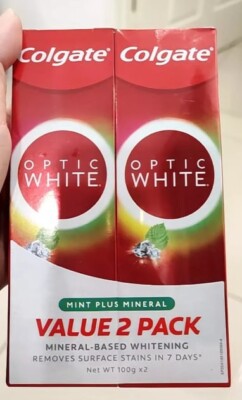 NEW Optic White Mint Plus Toothpaste 100g 2x (Value Pax)