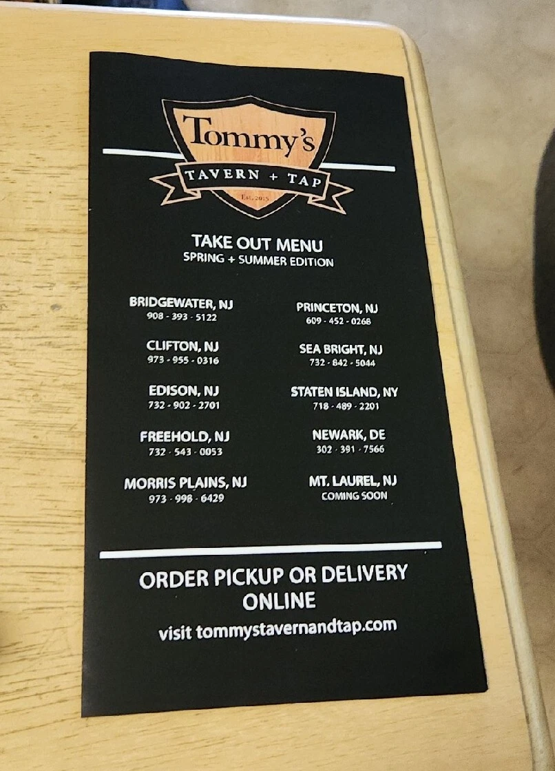 Tommy's menu 2024