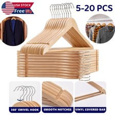5-20 Pack Wooden Hangers Suit Hangers Premium Natural Finish Cloth Coat Hangers