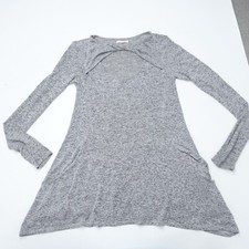 Maurices Sweater Dress Women's Small Heather Gray Rayon Cutout Neck Pullove